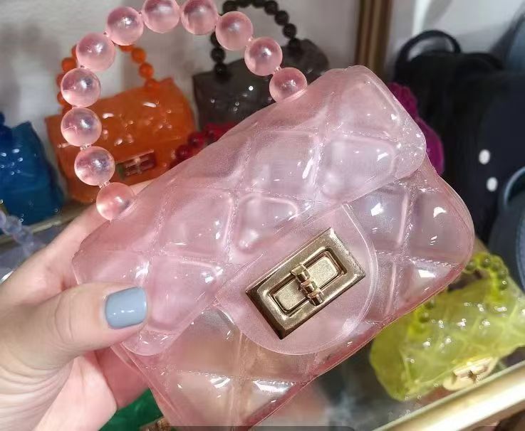 Korean Style Fashion Chanel Style Bag All-Match Diamond Plaid Chain Transparent Jelly Bag Pearl Crossbody Bag - Image 1